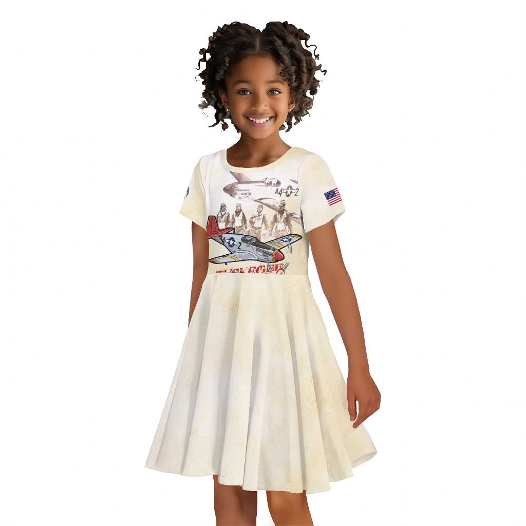 Tuskegee Airmen Kid Short Sleeve Dress Red Tails Legacy Retro Style - African Pride