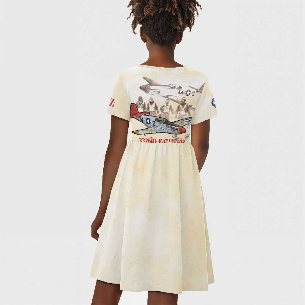 Tuskegee Airmen Kid Short Sleeve Dress Red Tails Legacy Retro Style - African Pride