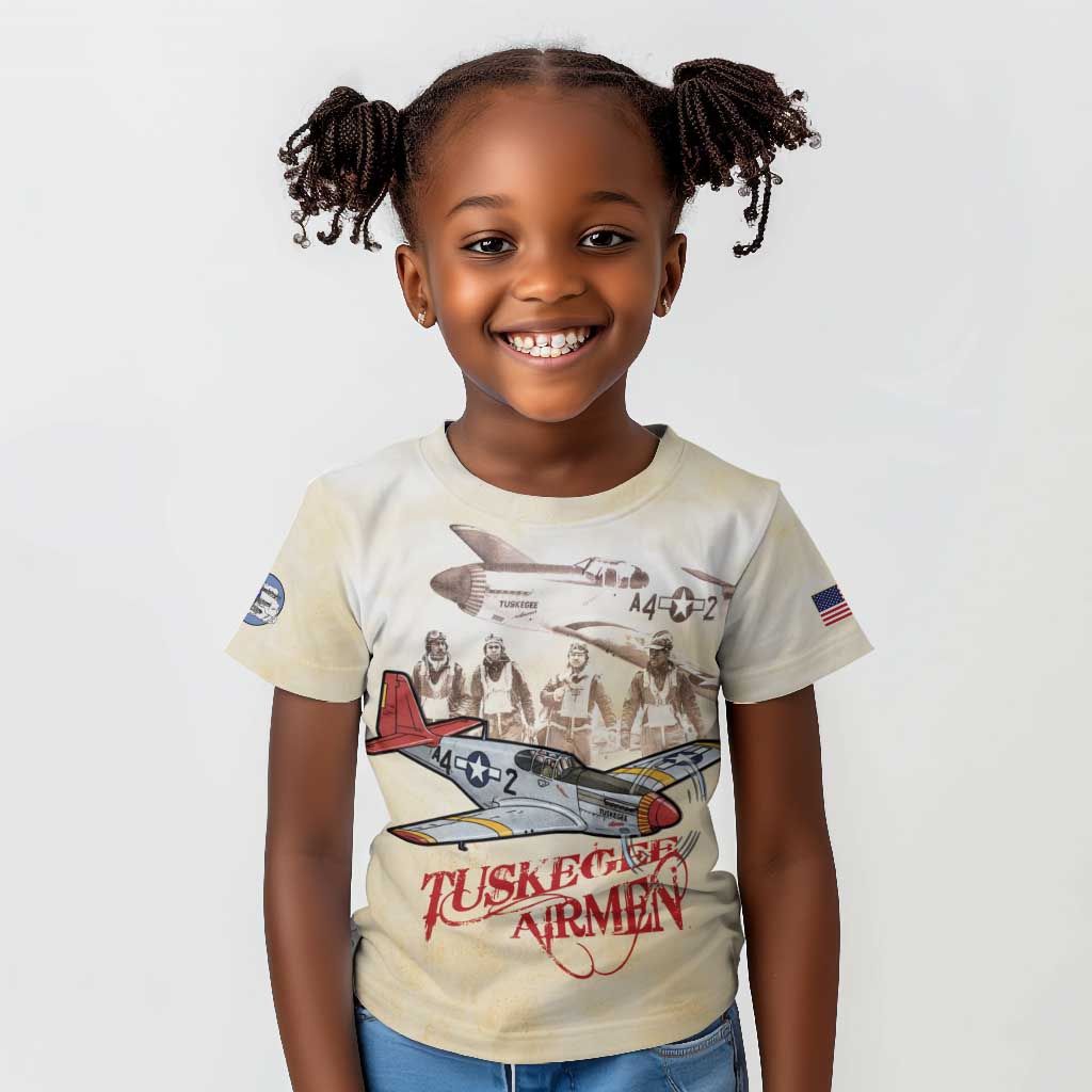 Tuskegee Airmen Kid T shirt Red Tails Legacy Retro Style - African Pride