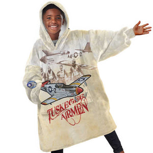 Tuskegee Airmen Kid Wearable Blanket Hoodie Red Tails Legacy Retro Style - African Pride