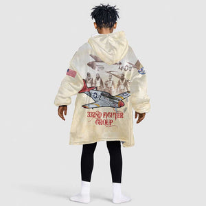 Tuskegee Airmen Kid Wearable Blanket Hoodie Red Tails Legacy Retro Style - African Pride