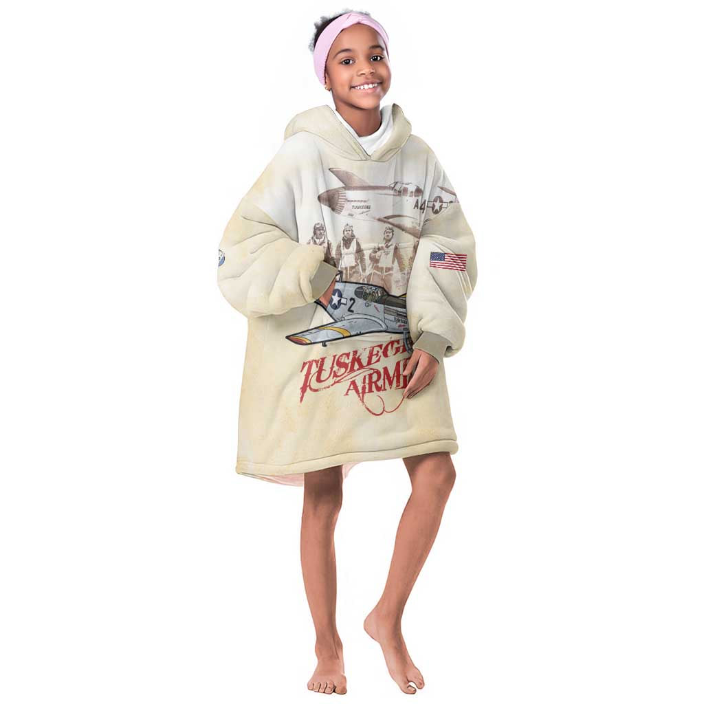 Tuskegee Airmen Kid Wearable Blanket Hoodie Red Tails Legacy Retro Style - African Pride