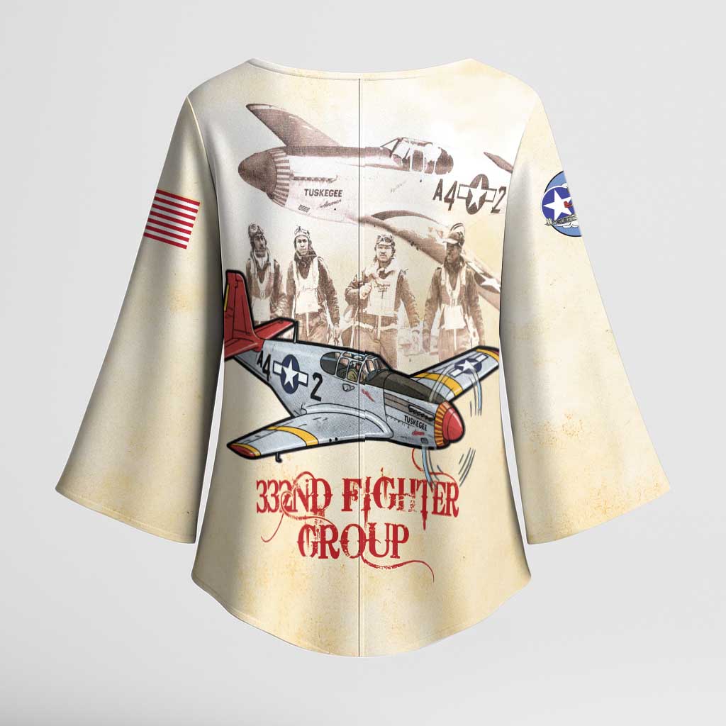 Tuskegee Red Tails Airmen Kimono Sleeve Blouse History Aviator Heroes Retro Style