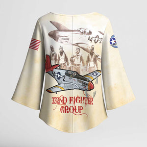 Tuskegee Red Tails Airmen Kimono Sleeve Blouse History Aviator Heroes Retro Style