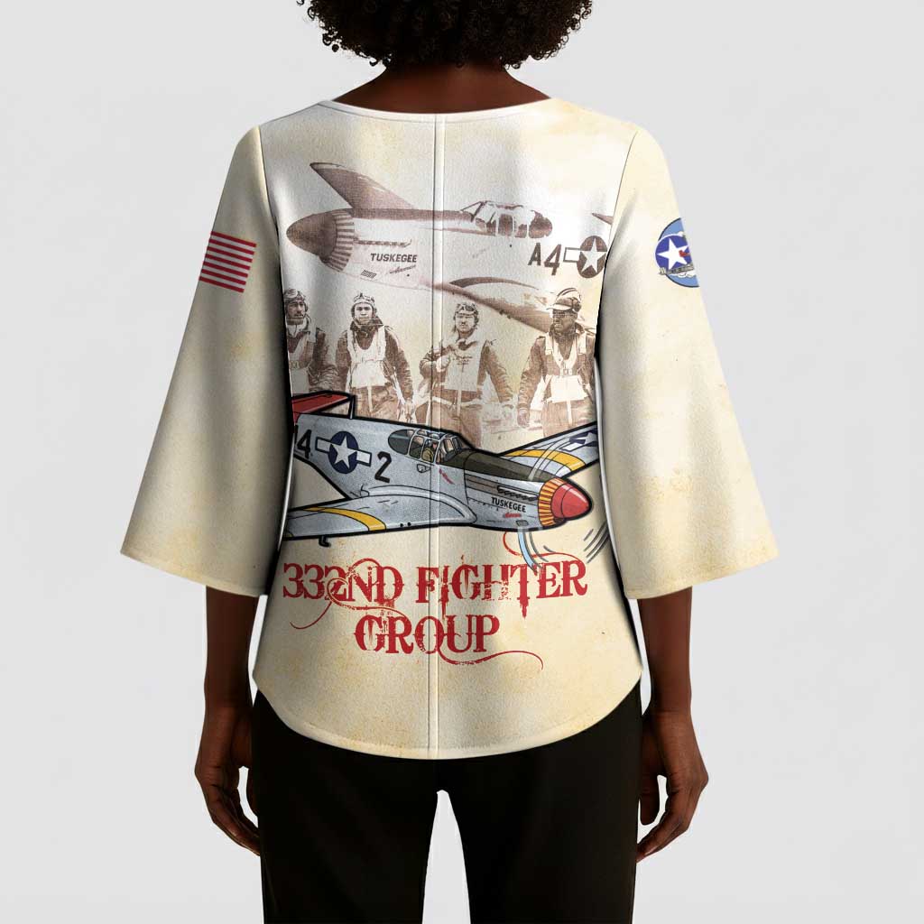 Tuskegee Red Tails Airmen Kimono Sleeve Blouse History Aviator Heroes Retro Style