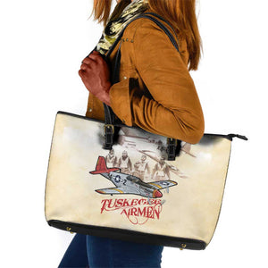 Tuskegee Airmen Leather Tote Bag Red Tails Legacy Retro Style - African Pride