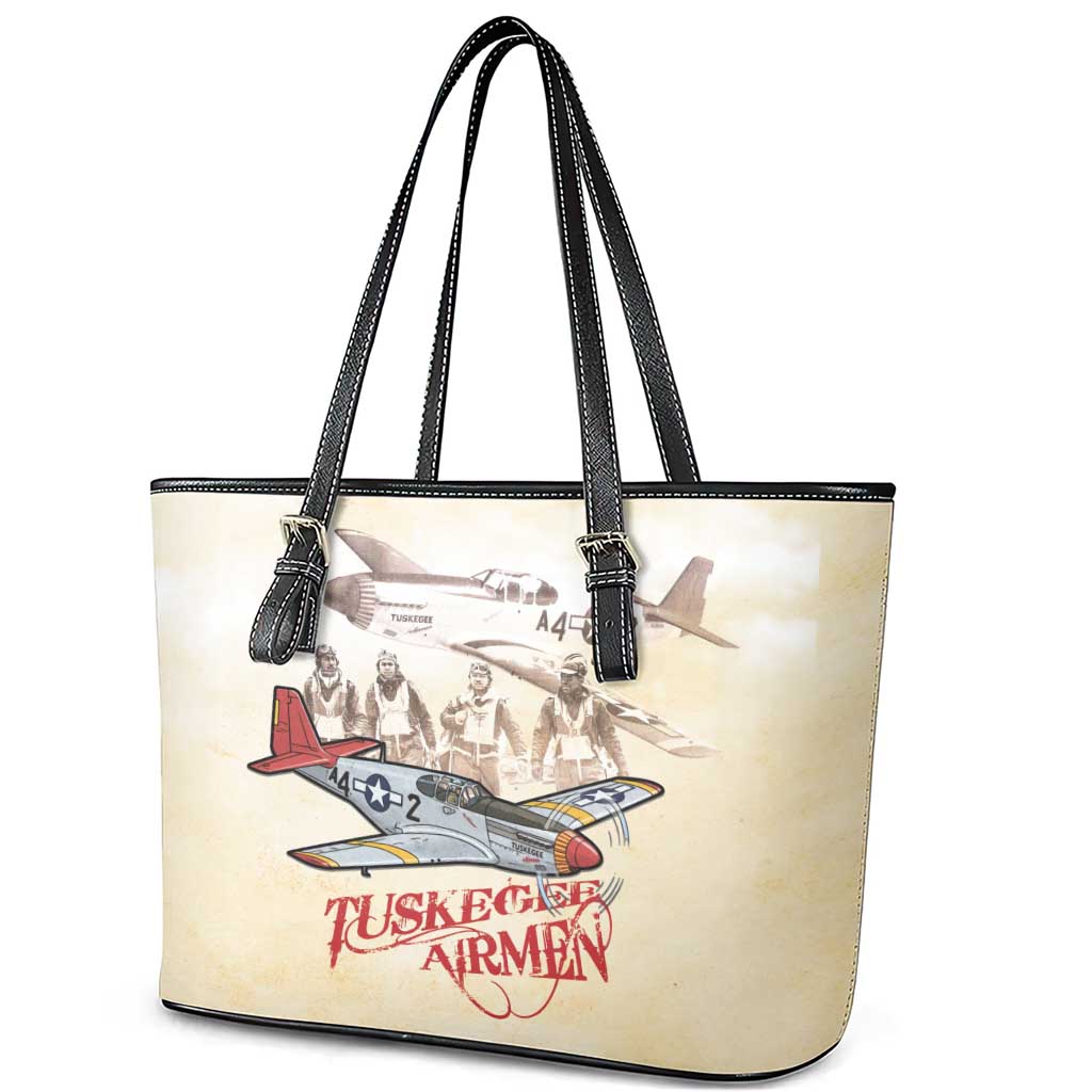 Tuskegee Airmen Leather Tote Bag Red Tails Legacy Retro Style - African Pride