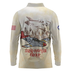 Tuskegee Airmen Long Sleeve Polo Shirt Red Tails Legacy Retro Style - African Pride