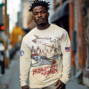 Tuskegee Airmen Long Sleeve Shirt Red Tails Legacy Retro Style - African Pride