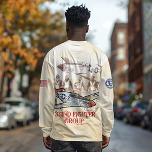 Tuskegee Airmen Long Sleeve Shirt Red Tails Legacy Retro Style - African Pride