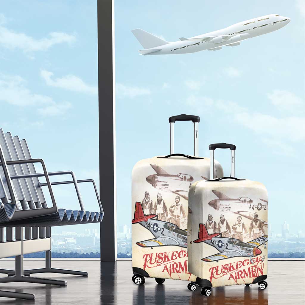 Tuskegee Airmen Luggage Cover Red Tails Legacy Retro Style - African Pride