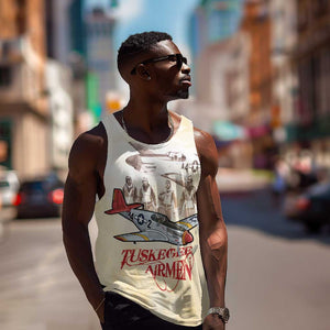 Tuskegee Airmen Men Tank Top Red Tails Legacy Retro Style - African Pride