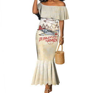Tuskegee Airmen Mermaid Dress Red Tails Legacy Retro Style - African Pride