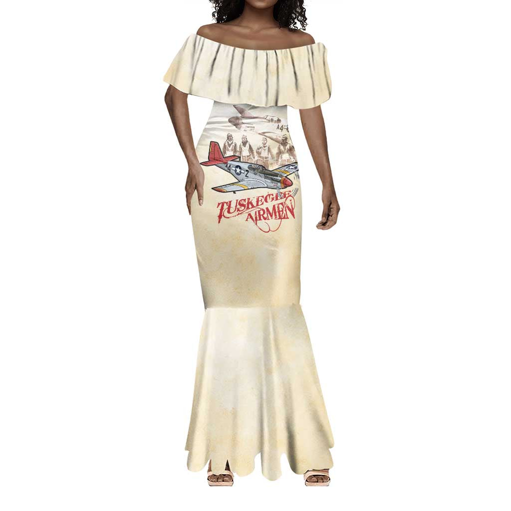 Tuskegee Airmen Mermaid Dress Red Tails Legacy Retro Style - African Pride