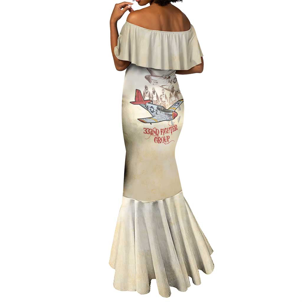 Tuskegee Airmen Mermaid Dress Red Tails Legacy Retro Style - African Pride