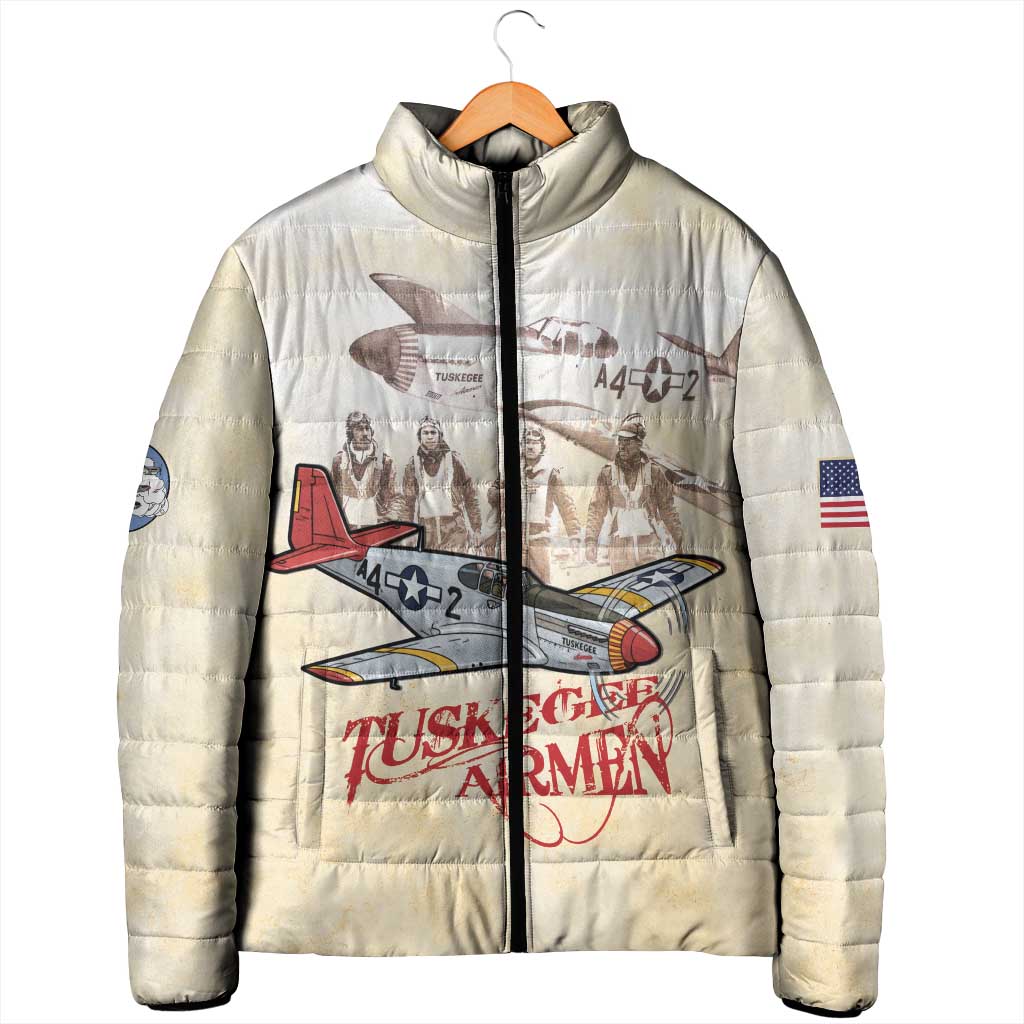 Tuskegee Red Tails Airmen Padded Jacket History Aviator Heroes Retro Style