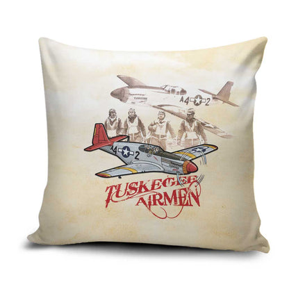 Tuskegee Red Tails Airmen Pillow Cover History Aviator Heroes Retro Style