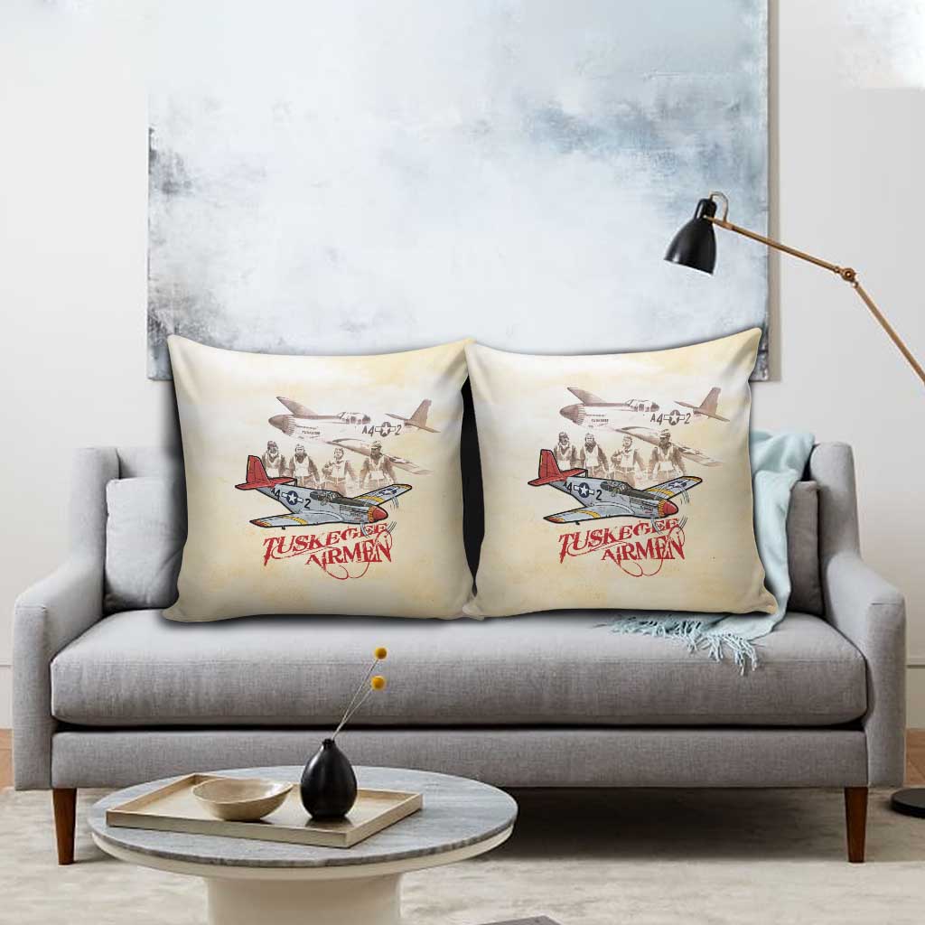 Tuskegee Red Tails Airmen Pillow Cover History Aviator Heroes Retro Style