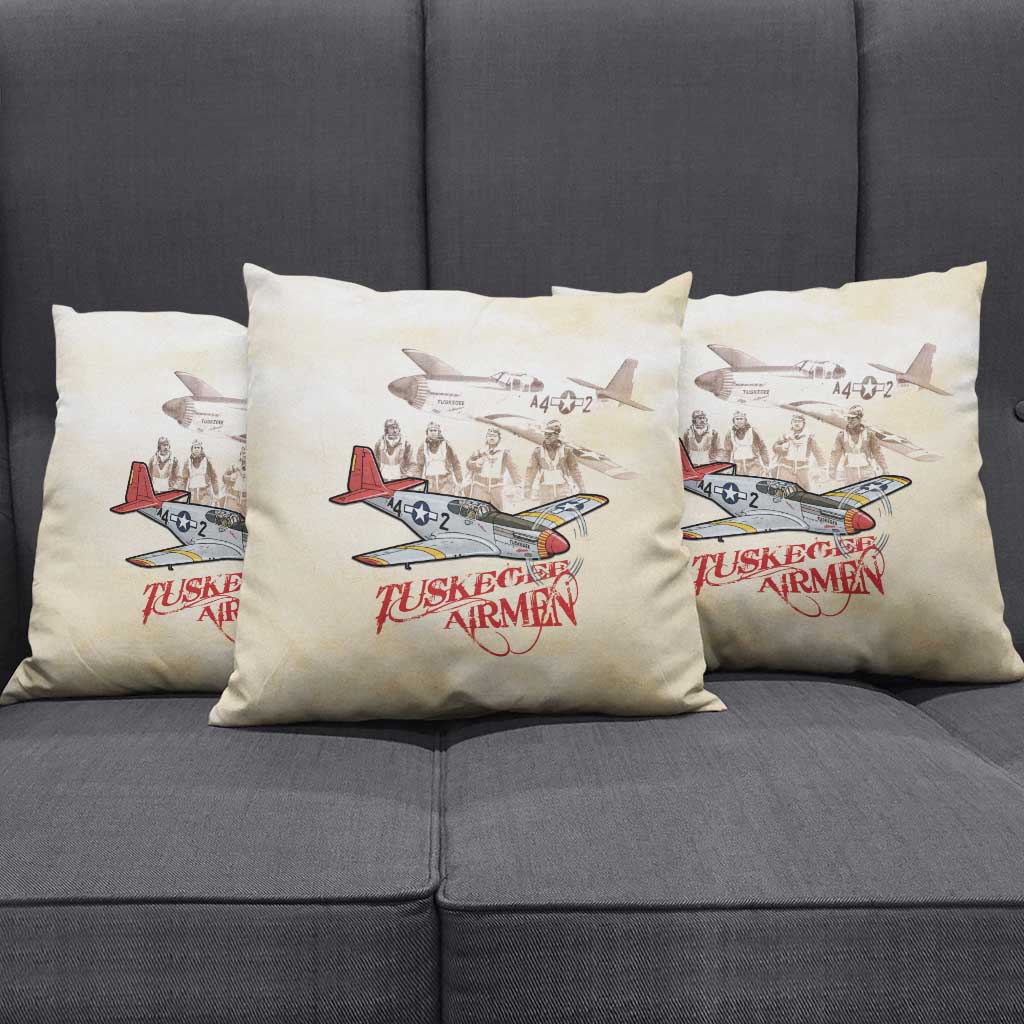 Tuskegee Red Tails Airmen Pillow Cover History Aviator Heroes Retro Style