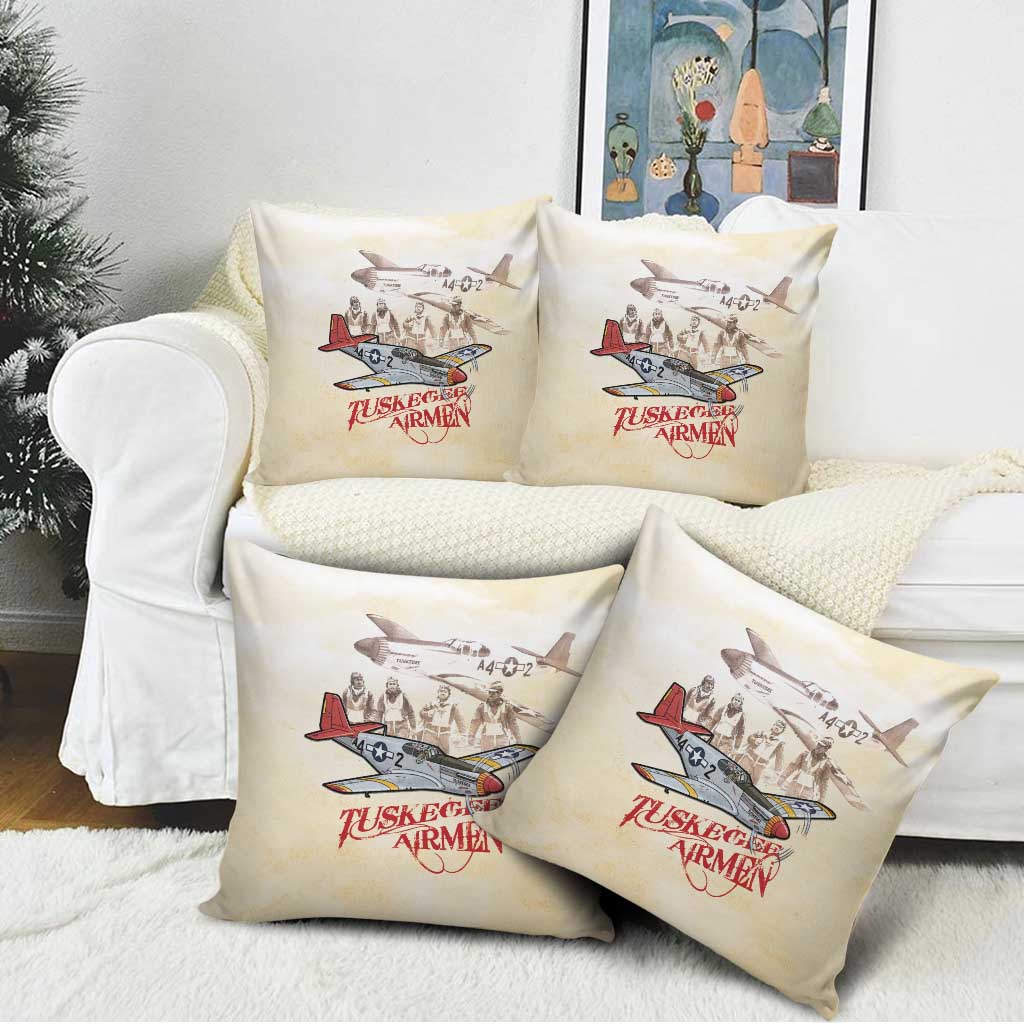 Tuskegee Red Tails Airmen Pillow Cover History Aviator Heroes Retro Style