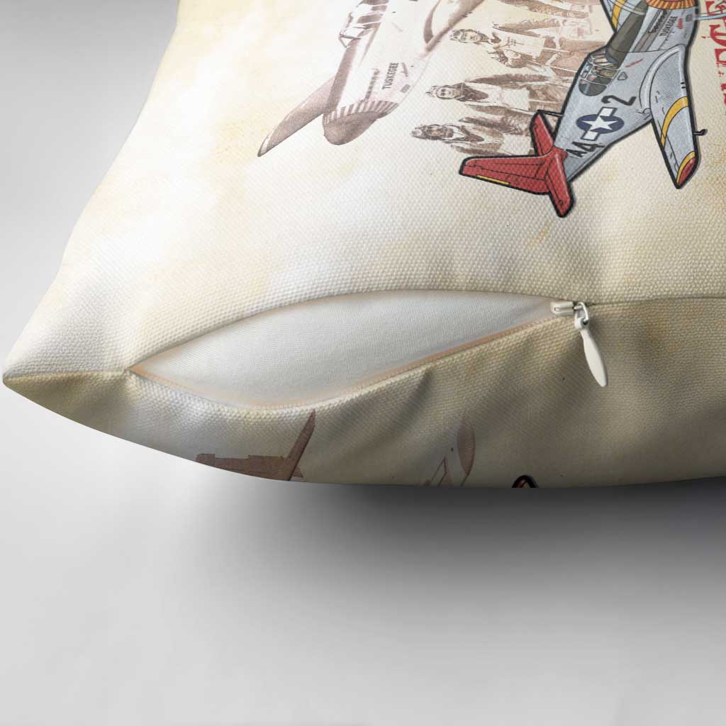 Tuskegee Red Tails Airmen Pillow Cover History Aviator Heroes Retro Style