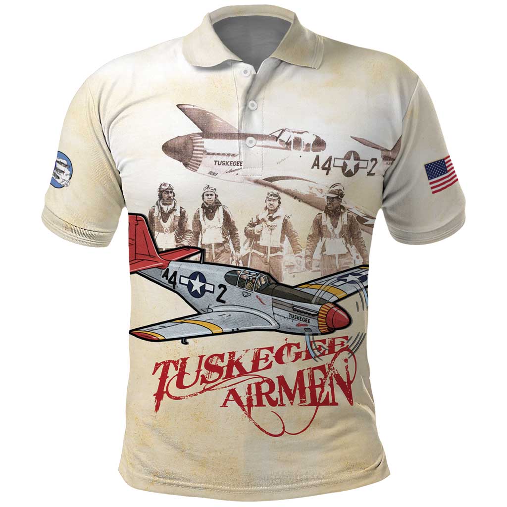 Tuskegee Airmen Polo Shirt Red Tails Legacy Retro Style - African Pride