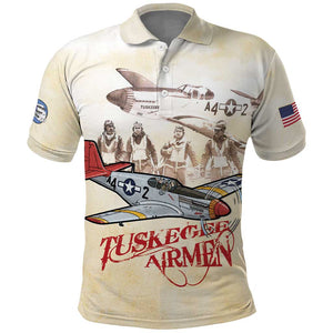 Tuskegee Airmen Polo Shirt Red Tails Legacy Retro Style - African Pride