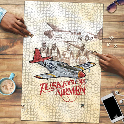 Tuskegee Red Tails Airmen Puzzle History Aviator Heroes Retro Style