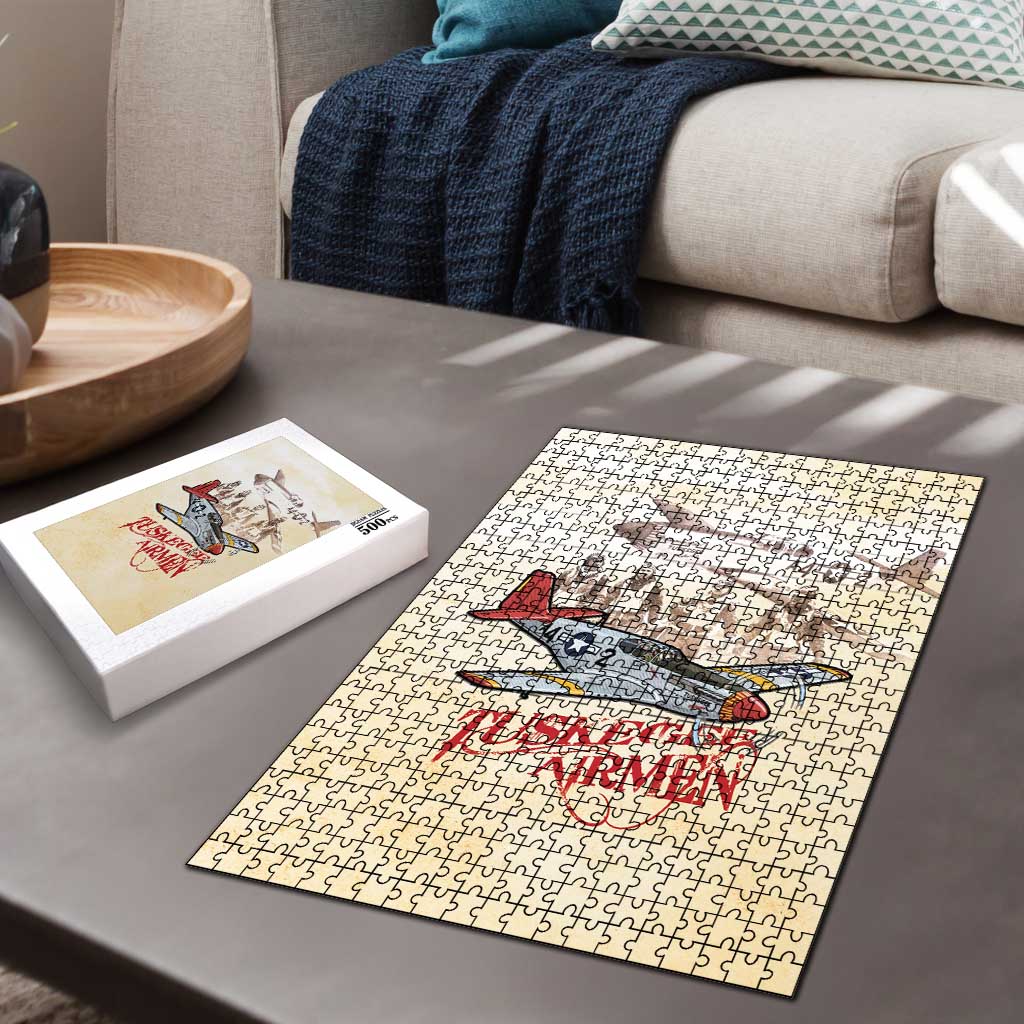 Tuskegee Red Tails Airmen Puzzle History Aviator Heroes Retro Style