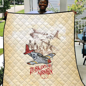 Tuskegee Airmen Quilt Red Tails Legacy Retro Style - African Pride