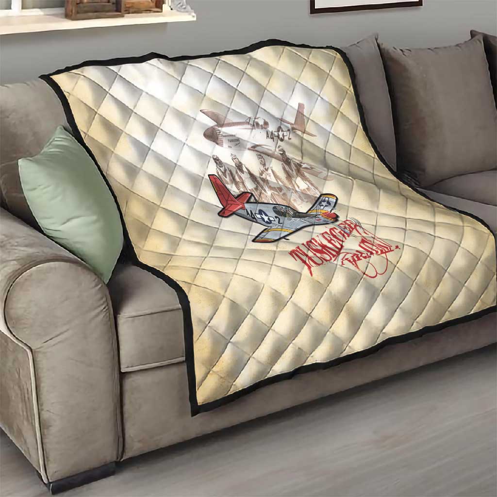 Tuskegee Airmen Quilt Red Tails Legacy Retro Style - African Pride
