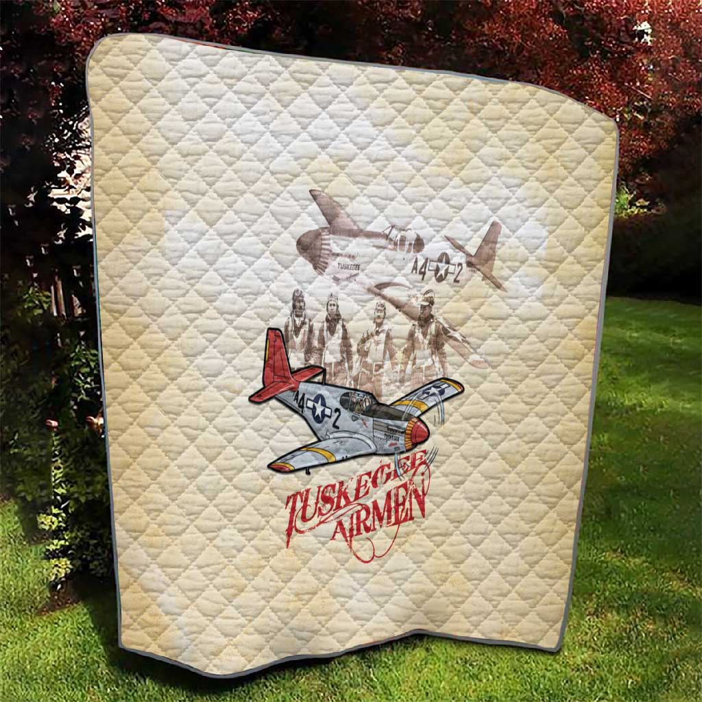 Tuskegee Airmen Quilt Red Tails Legacy Retro Style - African Pride