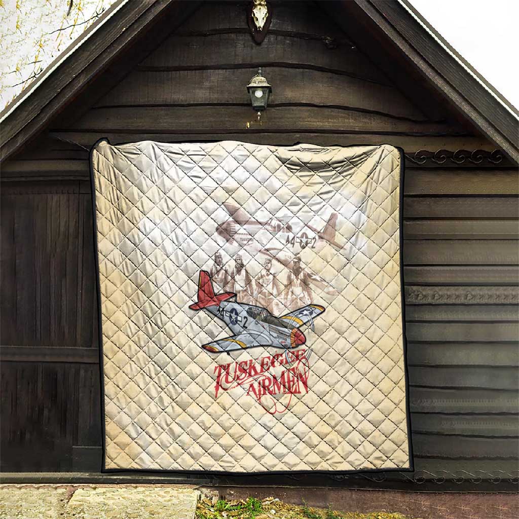 Tuskegee Airmen Quilt Red Tails Legacy Retro Style - African Pride