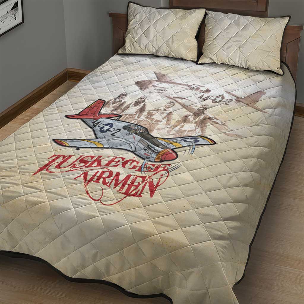 Tuskegee Airmen Quilt Bed Set Red Tails Legacy Retro Style - African Pride
