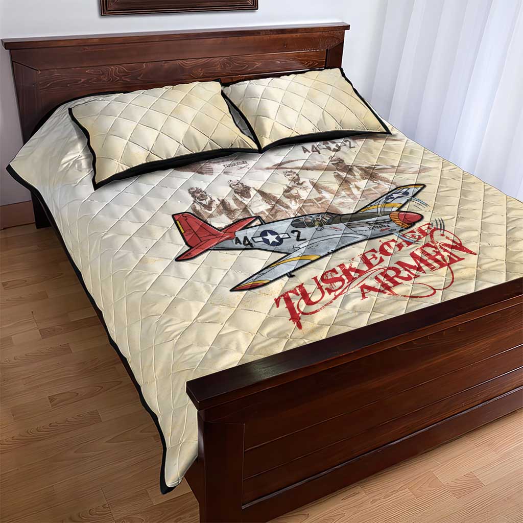 Tuskegee Airmen Quilt Bed Set Red Tails Legacy Retro Style - African Pride