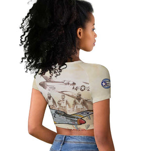 Tuskegee Airmen Raglan Cropped T shirt Red Tails Legacy Retro Style - African Pride