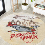 Tuskegee Airmen Round Carpet Red Tails Legacy Retro Style - African Pride