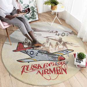 Tuskegee Airmen Round Carpet Red Tails Legacy Retro Style - African Pride