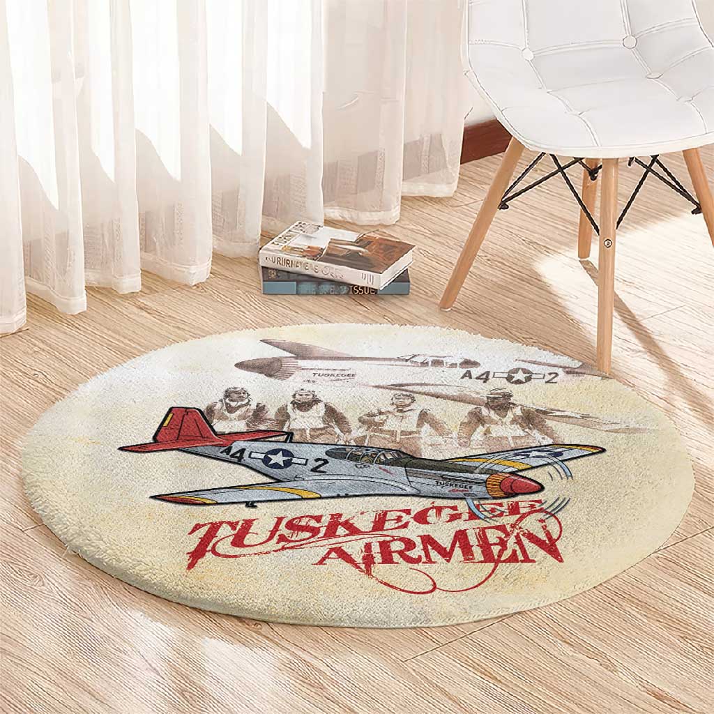 Tuskegee Airmen Round Carpet Red Tails Legacy Retro Style - African Pride