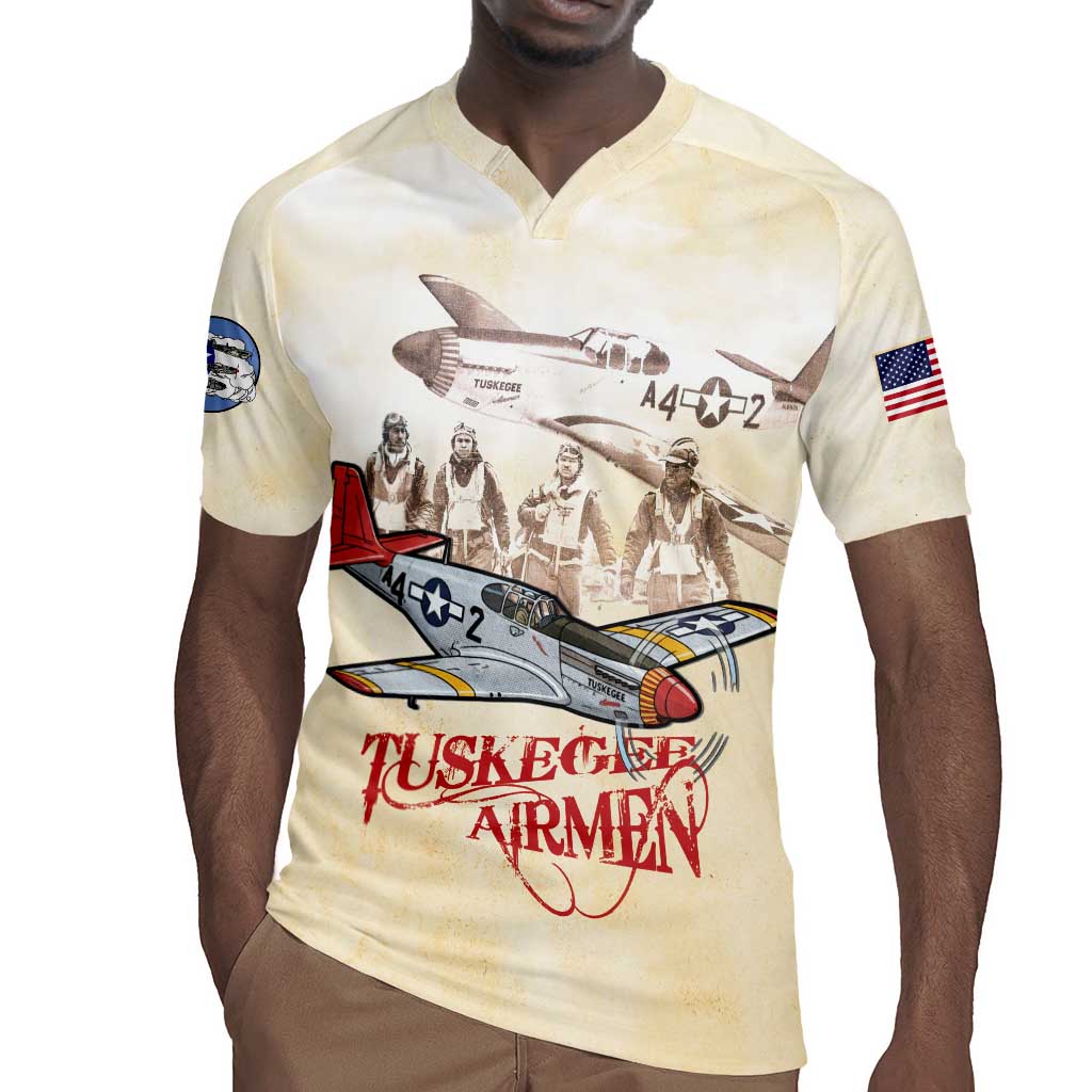 Tuskegee Airmen Rugby Jersey Red Tails Legacy Retro Style - African Pride