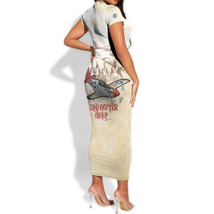 Tuskegee Airmen Short Sleeve Bodycon Dress Red Tails Legacy Retro Style - African Pride