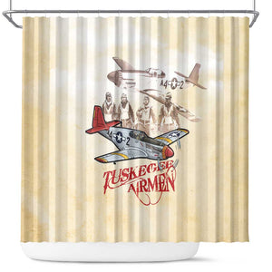 Tuskegee Airmen Shower Curtain Red Tails Legacy Retro Style - African Pride
