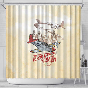 Tuskegee Airmen Shower Curtain Red Tails Legacy Retro Style - African Pride