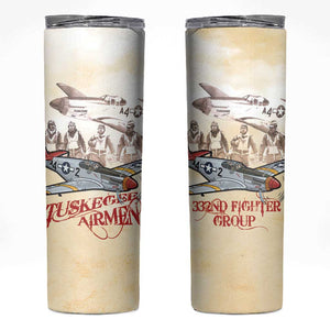 Tuskegee Airmen Skinny Tumbler Red Tails Legacy Retro Style - African Pride