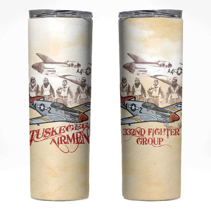 Tuskegee Airmen Skinny Tumbler Red Tails Legacy Retro Style - African Pride