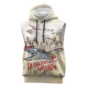 Tuskegee Airmen Sleeveless Hoodie Red Tails Legacy Retro Style - African Pride