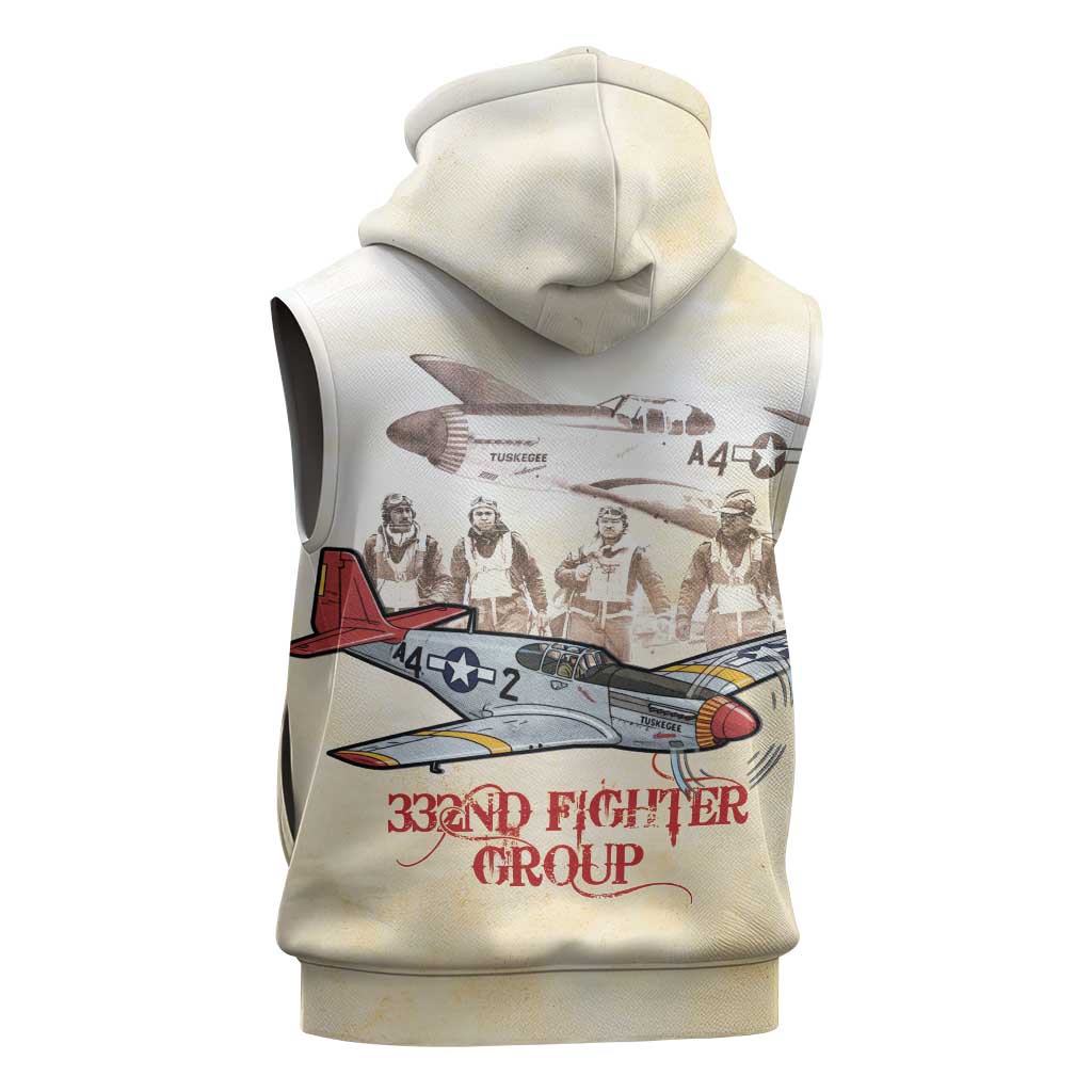 Tuskegee Airmen Sleeveless Hoodie Red Tails Legacy Retro Style - African Pride
