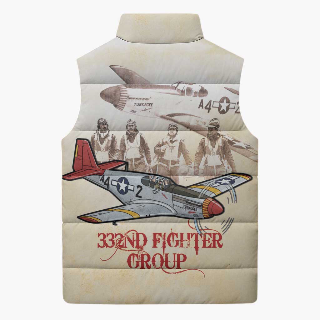 Tuskegee Red Tails Airmen Sleeveless Puffer Jacket History Aviator Heroes Retro Style