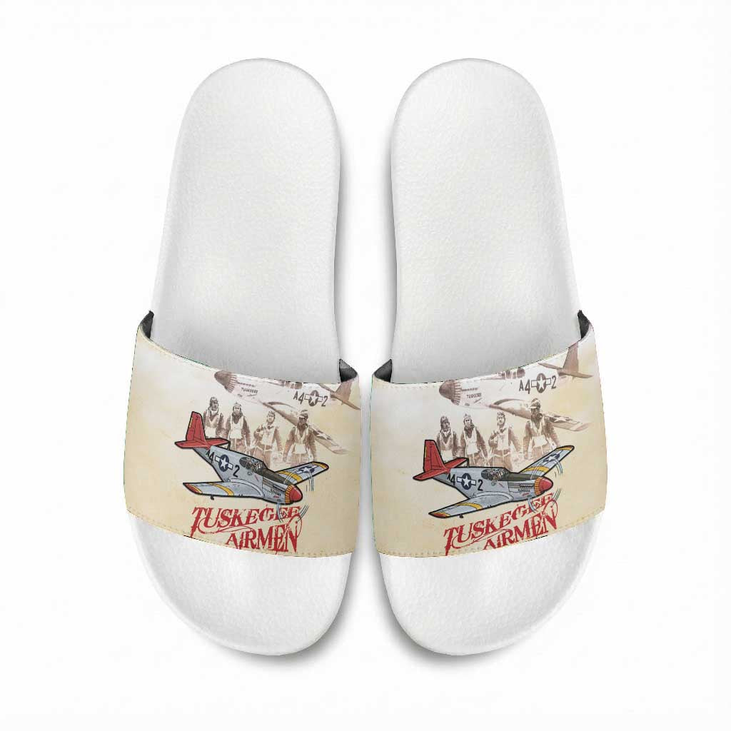 Tuskegee Red Tails Airmen Slide Sandals History Aviator Heroes Retro Style