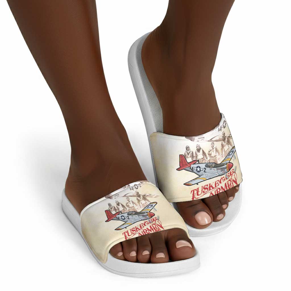 Tuskegee Red Tails Airmen Slide Sandals History Aviator Heroes Retro Style